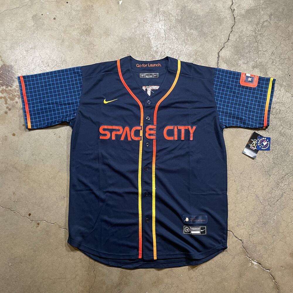 Houston Astros Space City Hunter Brown #58 Jersey Stitched Blue Men's Large